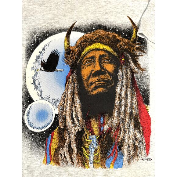 1991 Peck Native American Indian Vintage Single Stitch Large Tee Fotl Best Shirt - Picture 2 of 8